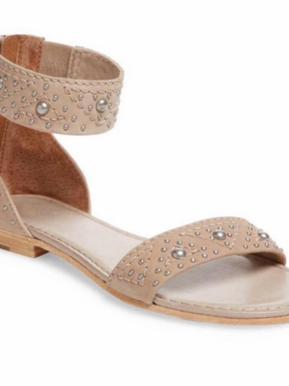 Frye Carson Zip Leather Gladiator Tan Ankle-Strap Women's Sandals 7.5